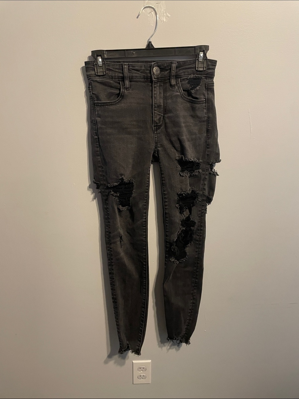 American Eagle Outfitters Distressed Black Skinny Jeans